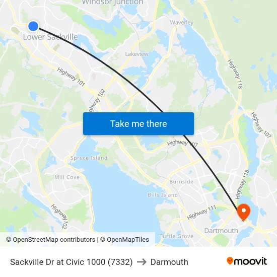Sackville Dr at Civic 1000 (7332) to Darmouth map
