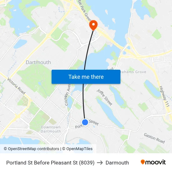 Portland St Before Pleasant St (8039) to Darmouth map