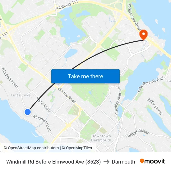 Windmill Rd Before Elmwood Ave (8523) to Darmouth map