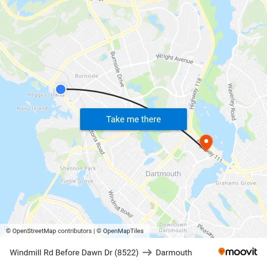 Windmill Rd Before Dawn Dr (8522) to Darmouth map