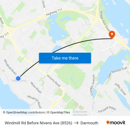 Windmill Rd Before Nivens Ave (8526) to Darmouth map