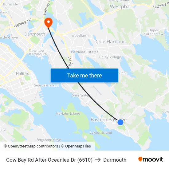 Cow Bay Rd After Oceanlea Dr (6510) to Darmouth map