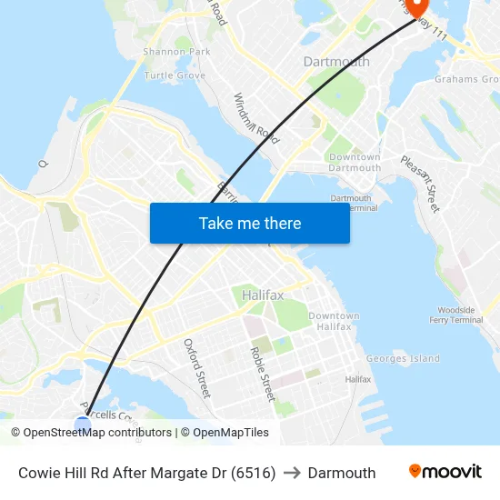 Cowie Hill Rd After Margate Dr (6516) to Darmouth map