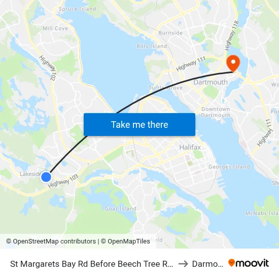 St Margarets Bay Rd Before Beech Tree Run (6162) to Darmouth map