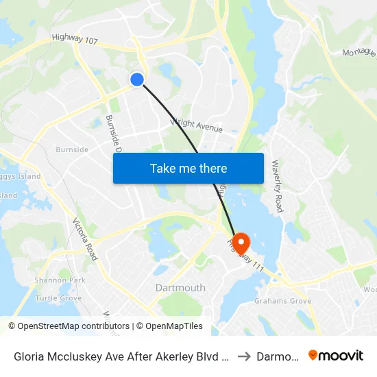 Gloria Mccluskey Ave After Akerley Blvd (6765) to Darmouth map
