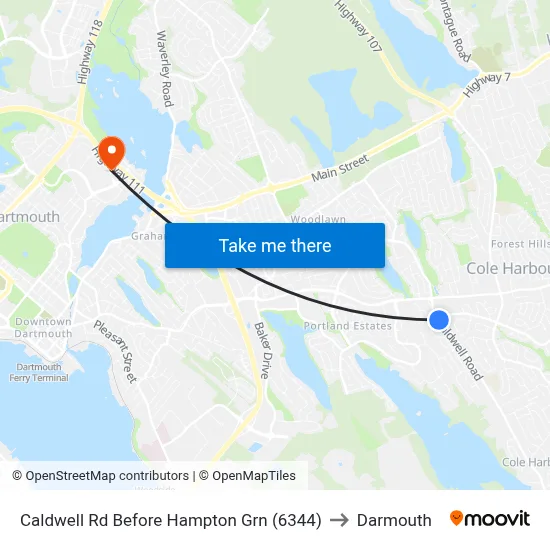 Caldwell Rd Before Hampton Grn (6344) to Darmouth map