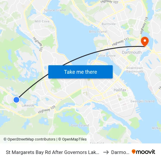 St Margarets Bay Rd After Governors Lake Dr (6186) to Darmouth map