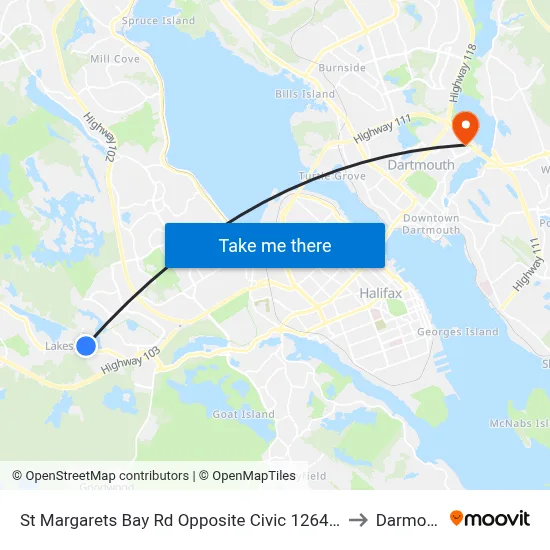 St Margarets Bay Rd Opposite Civic 1264 (6184) to Darmouth map