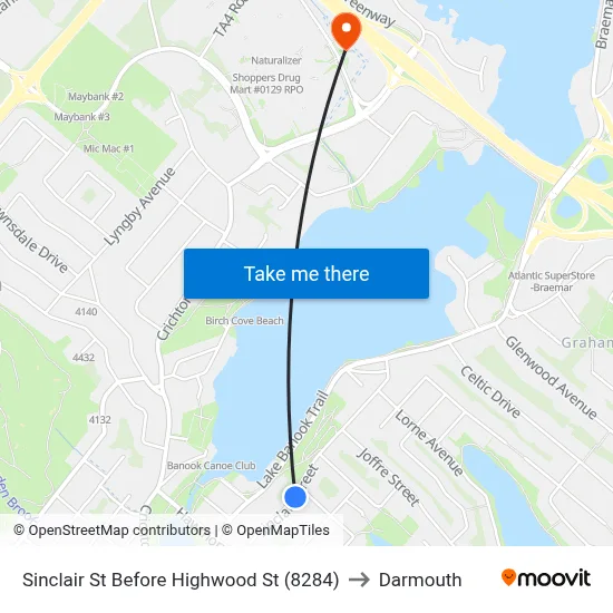 Sinclair St Before Highwood St (8284) to Darmouth map