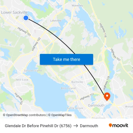 Glendale Dr Before Pinehill Dr (6756) to Darmouth map
