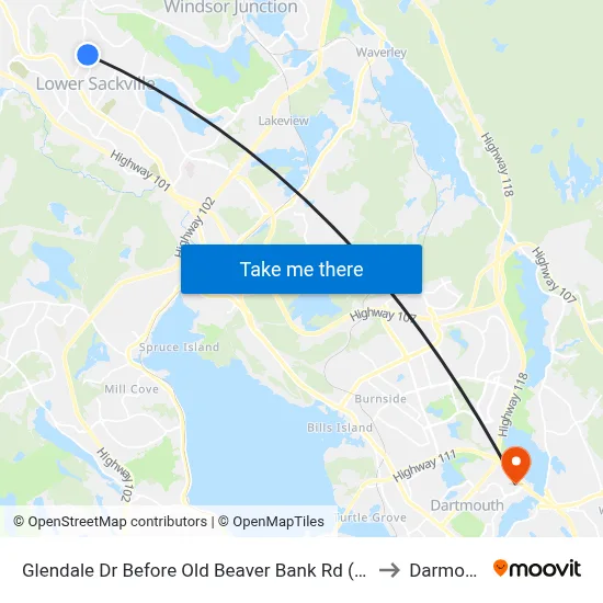 Glendale Dr Before Old Beaver Bank Rd (6755) to Darmouth map