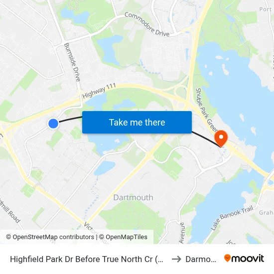 Highfield Park Dr Before True North Cr (6924) to Darmouth map