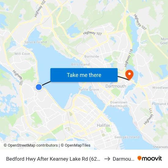 Bedford Hwy After Kearney Lake Rd (6246) to Darmouth map