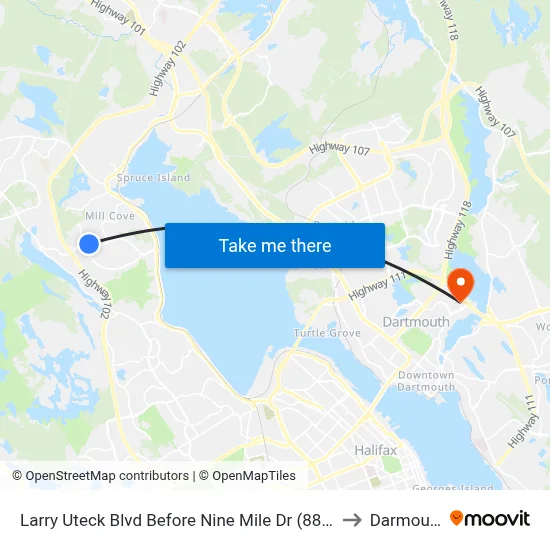 Larry Uteck Blvd Before Nine Mile Dr (8877) to Darmouth map