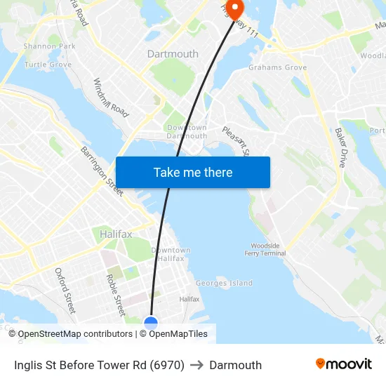 Inglis St Before Tower Rd (6970) to Darmouth map