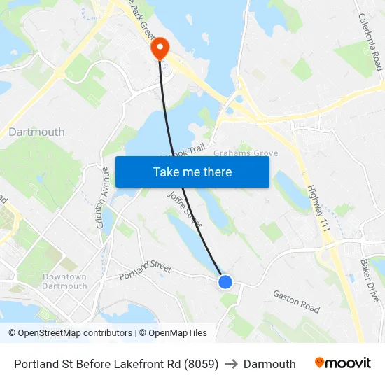 Portland St Before Lakefront Rd (8059) to Darmouth map