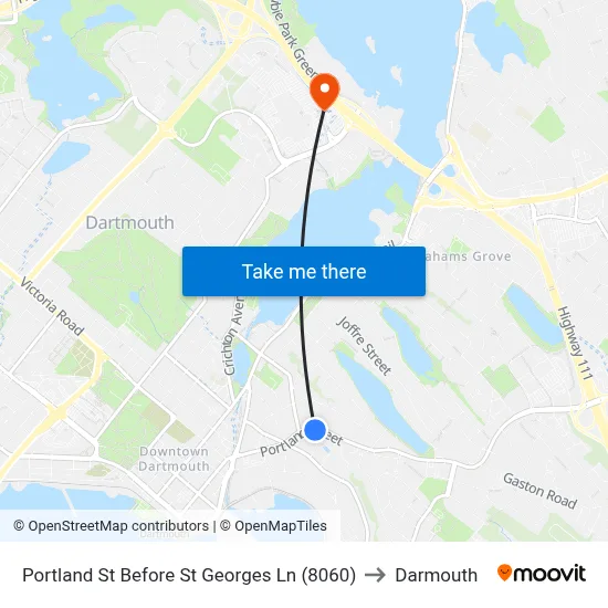 Portland St Before St Georges Ln (8060) to Darmouth map
