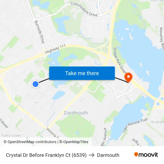 Crystal Dr Before Franklyn Ct (6539) to Darmouth map