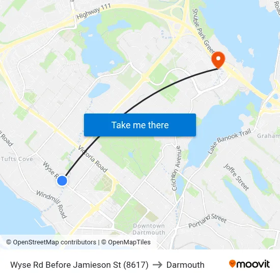 Wyse Rd Before Jamieson St (8617) to Darmouth map