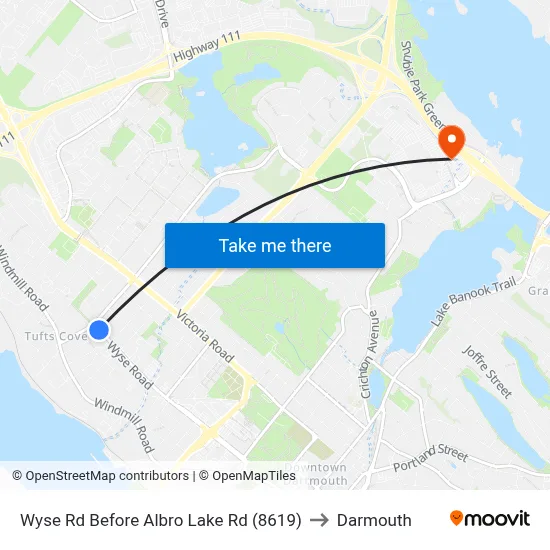 Wyse Rd Before Albro Lake Rd (8619) to Darmouth map