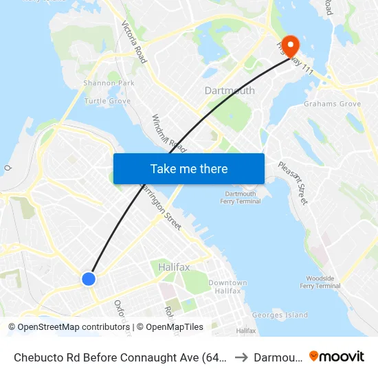 Chebucto Rd Before Connaught Ave (6404) to Darmouth map