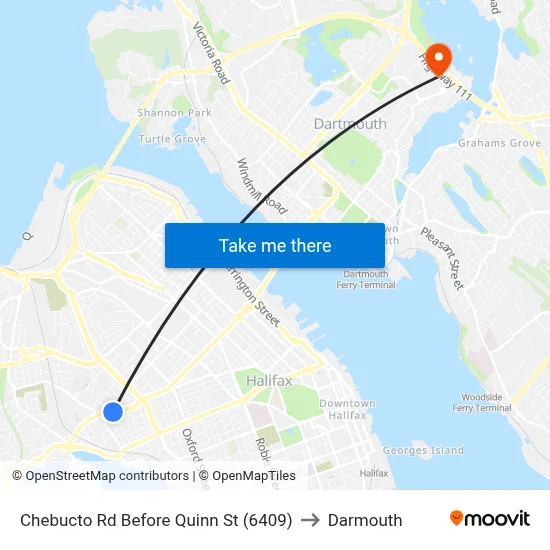 Chebucto Rd Before Quinn St (6409) to Darmouth map