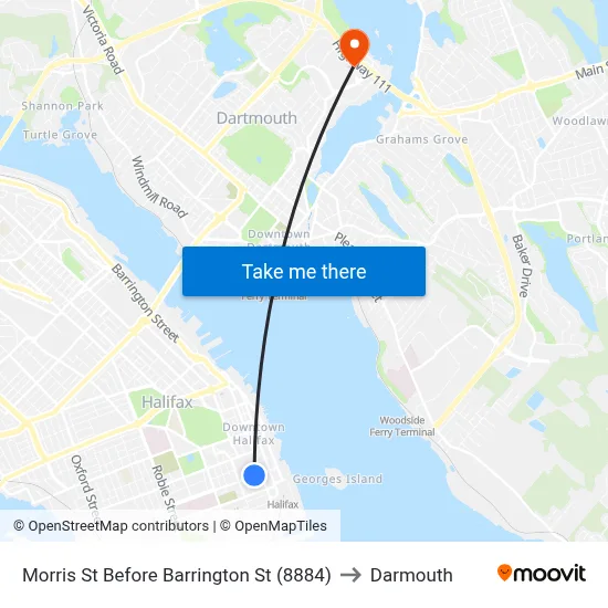 Morris St Before Barrington St (8884) to Darmouth map