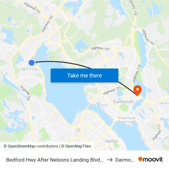 Bedford Hwy After Nelsons Landing Blvd (6259) to Darmouth map