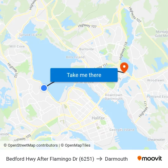 Bedford Hwy After Flamingo Dr (6251) to Darmouth map