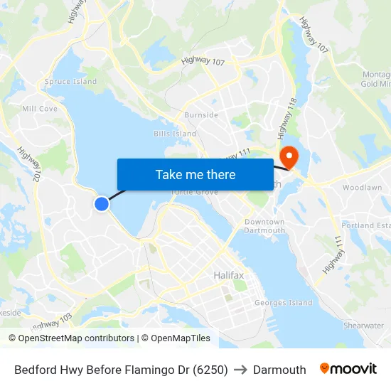 Bedford Hwy Before Flamingo Dr (6250) to Darmouth map