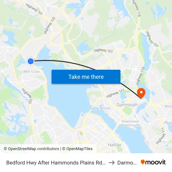 Bedford Hwy After Hammonds Plains Rd (6254) to Darmouth map