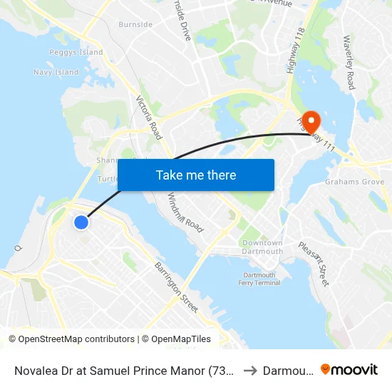 Novalea Dr at Samuel Prince Manor (7368) to Darmouth map