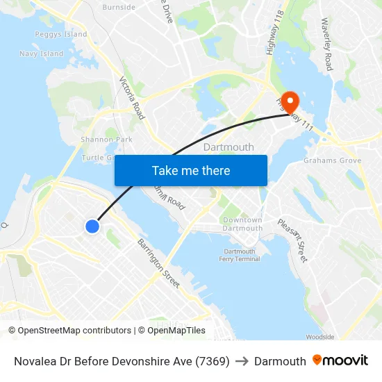 Novalea Dr Before Devonshire Ave (7369) to Darmouth map