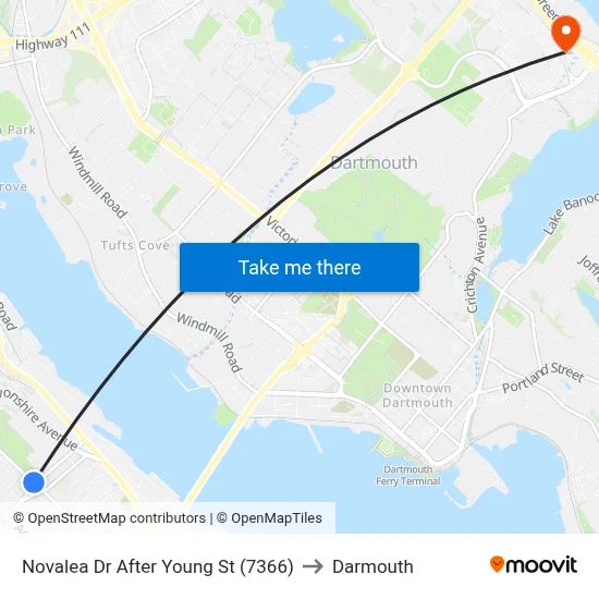 Novalea Dr After Young St (7366) to Darmouth map