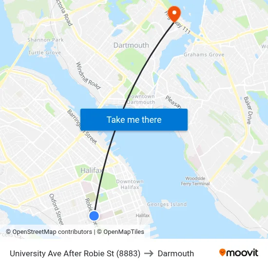 University Ave After Robie St (8883) to Darmouth map