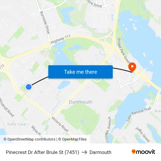 Pinecrest Dr After Brule St (7451) to Darmouth map