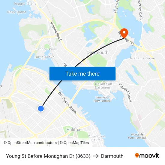 Young St Before Monaghan Dr (8633) to Darmouth map