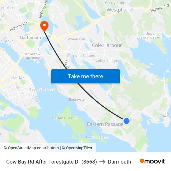 Cow Bay Rd After Forestgate Dr (8668) to Darmouth map