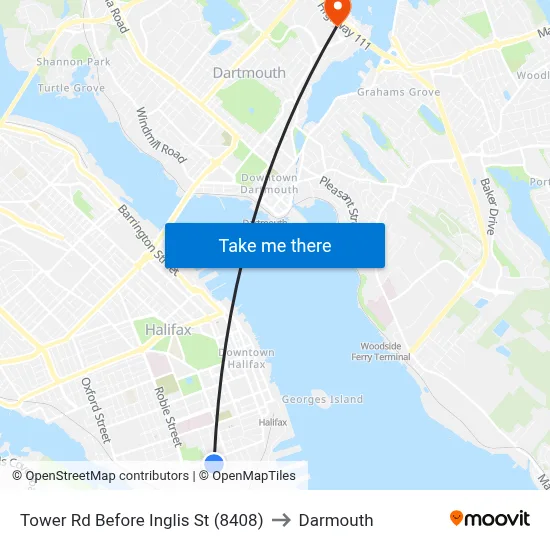 Tower Rd Before Inglis St (8408) to Darmouth map