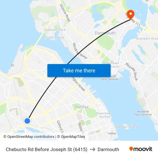 Chebucto Rd Before Joseph St (6415) to Darmouth map