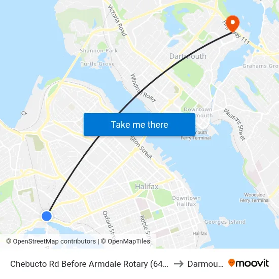 Chebucto Rd Before Armdale Rotary (6410) to Darmouth map