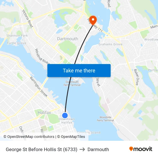 George St Before Hollis St (6733) to Darmouth map