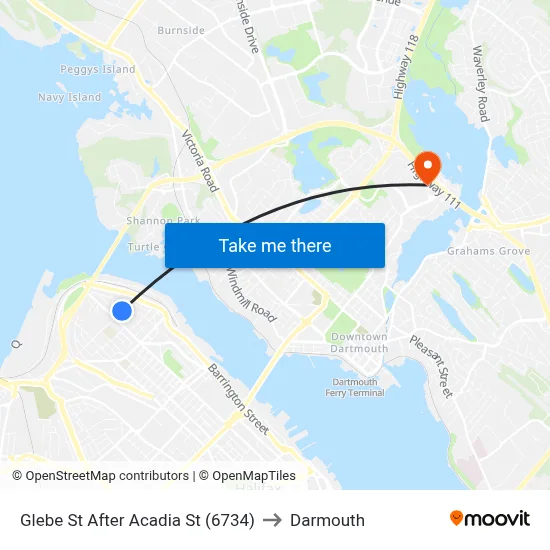 Glebe St After Acadia St (6734) to Darmouth map