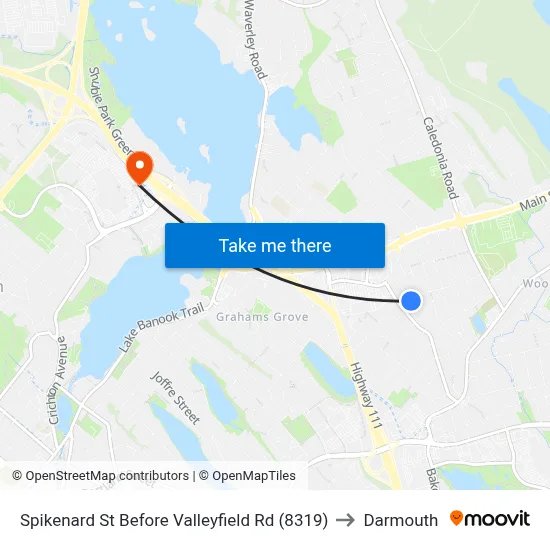 Spikenard St Before Valleyfield Rd (8319) to Darmouth map