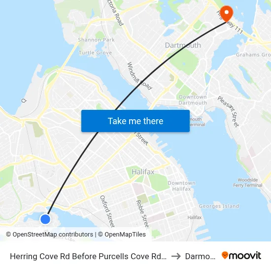 Herring Cove Rd Before Purcells Cove Rd (6903) to Darmouth map