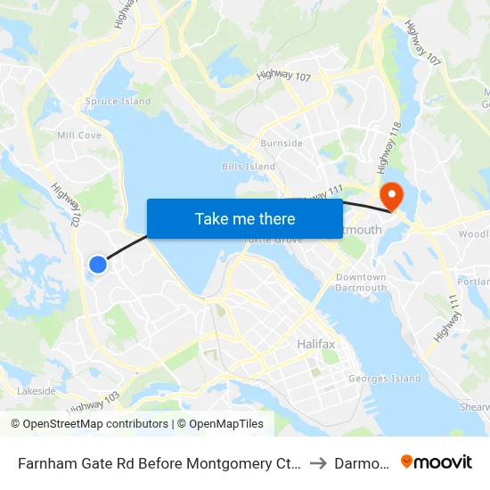 Farnham Gate Rd Before Montgomery Ct (6649) to Darmouth map