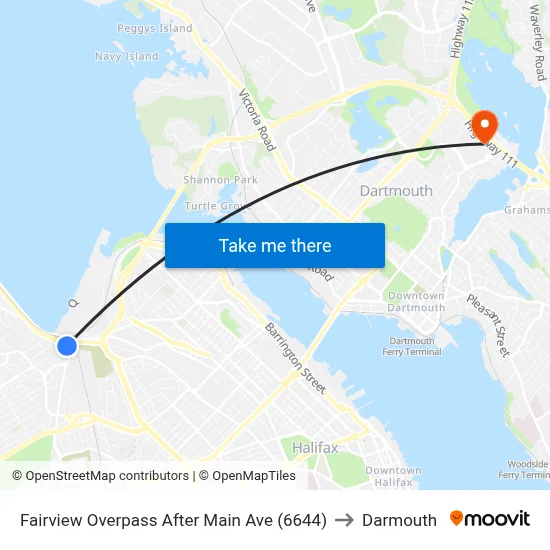 Fairview Overpass After Main Ave (6644) to Darmouth map