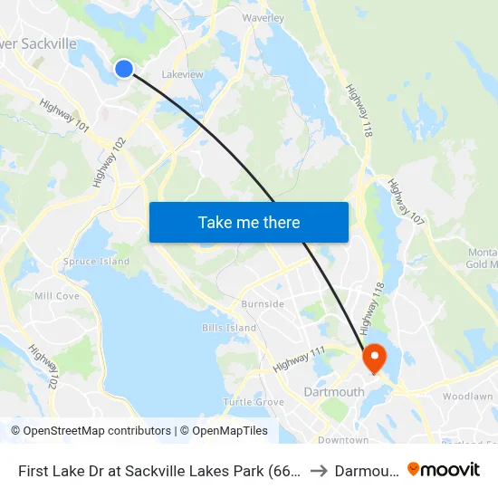 First Lake Dr at Sackville Lakes Park (6642) to Darmouth map