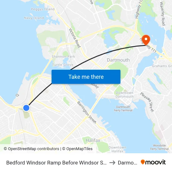 Bedford Windsor Ramp Before Windsor St (6643) to Darmouth map