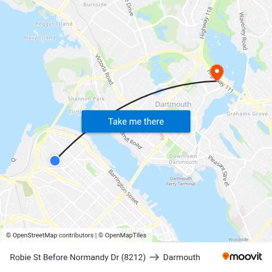 Robie St Before Normandy Dr (8212) to Darmouth map